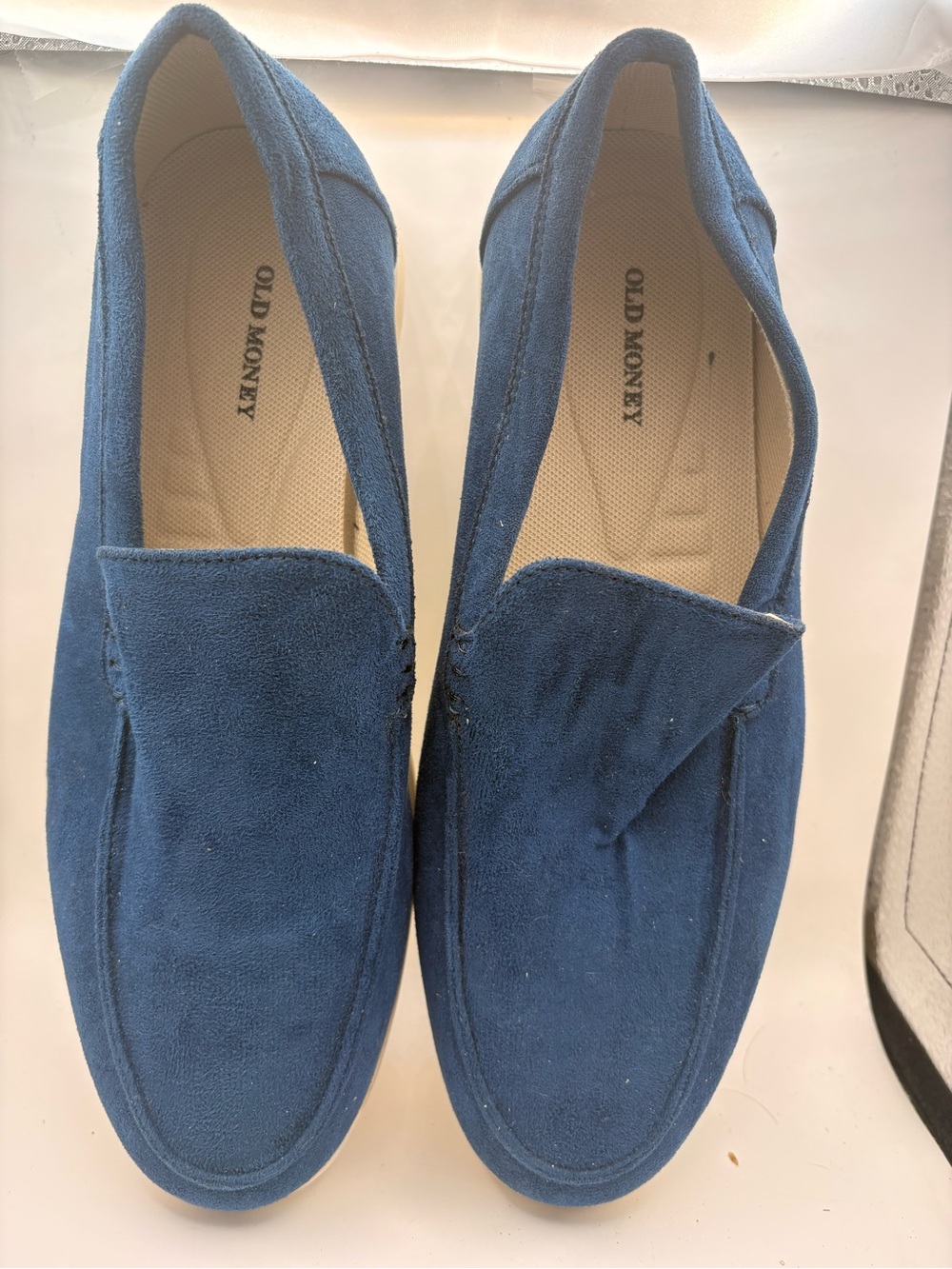 Old Money Men’s Navy Suede Slip-On Loafers